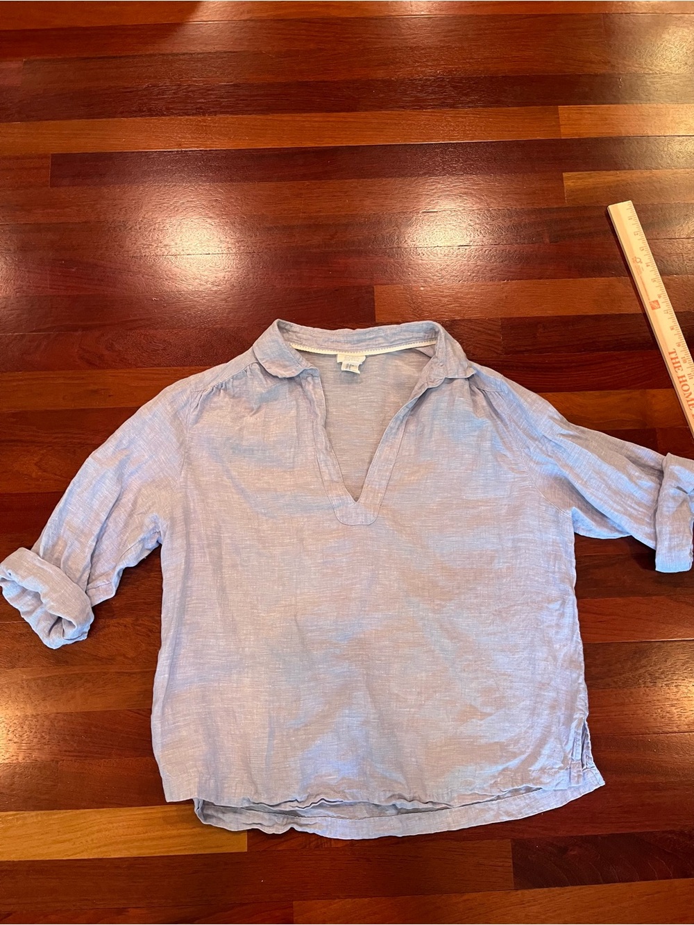 Sigrid Olsen Soft Light Blue Linen Top